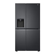 LG 635L Side by Side (Matte Black Stainless Steel), Energiklasse F, Vann/isdispenser med vanntilkobling, Smart Diagnosis™ med Wi-Fi, Front View, GSLV70MCTM, thumbnail 1