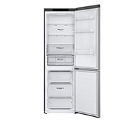 LG 1.86M 341L Kombiskap(Shiny Steel) - Energiklasse D, Nature Fresh, Door Cooling+™ og Smart Diagnosis™, forfra alle åpne uten mat, GBB61PZGGN, thumbnail 3