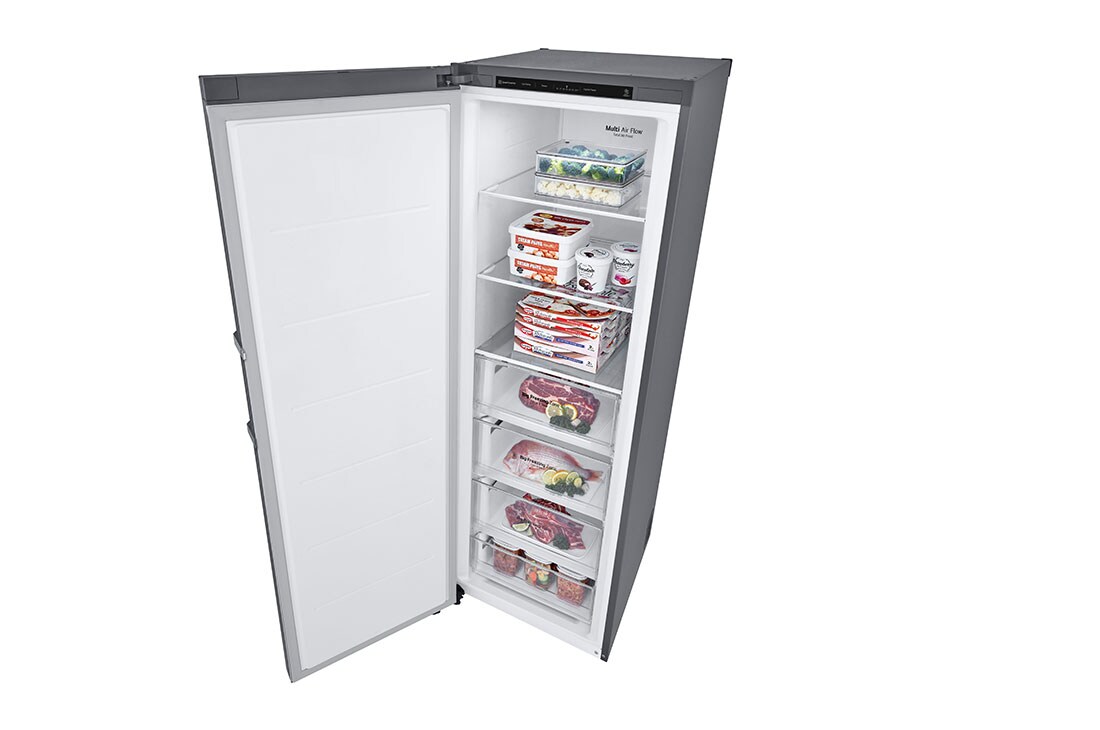 LG 324L Frittstående fryseskap (Shiny Steel) - Energiklasse D, Total No Frost, Express Freeze, Venstre side, GFT41PZGSF, thumbnail 6