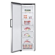 LG 324L Frittstående fryseskap (Shiny Steel) - Energiklasse D, Total No Frost, Express Freeze, Front, åpent, GFT41PZGSF, thumbnail 2