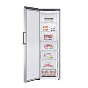 LG 324L Frittstående fryseskap (Shiny Steel) - Energiklasse D, Total No Frost, Express Freeze, Front, åpent, GFT41PZGSF, thumbnail 2