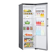 LG 386L Frittstående kjøleskap (Shiny Steel) - Energiklasse D, Door Cooling™, LINEARCooling™, Moist Balance Crisper™, Left Side Door Open with Food view, GLT51PZGSF, thumbnail 8