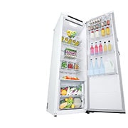 LG 386L Fristående kylskåp (Vit) - Energiklass D, Door Cooling™, LINEARCooling™, Moist Balance Crisper ™, Sett fra venstre, åpent med mat, GLT51SWGSF, thumbnail 9