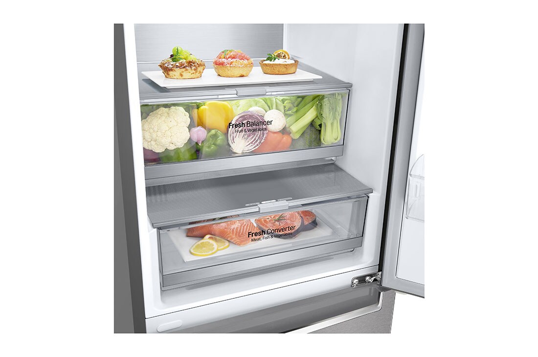 LG 2.03M 381L Kombiskap(Metal Sorbet) - Energiklasse A (A-20%), Nature Fresh, Door Cooling⁺™ og Smart Diagnosis™ , Drawer_Food, GBB92MBB3P, thumbnail 7
