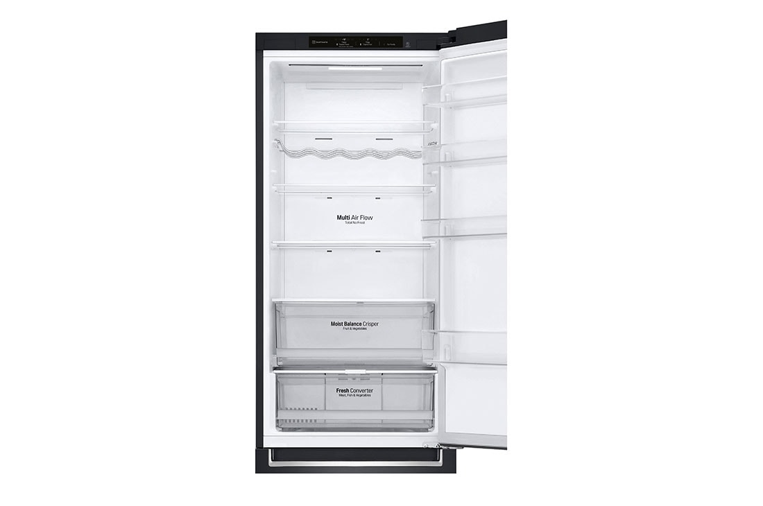 LG 2.03M 384L Kombiskap(Matte Black Stainless Steel) - Energiklasse D, Nature Fresh, Door Cooling+™ og Smart Diagnosis™, Top freezer view without content , GBB62MCGGN, thumbnail 10