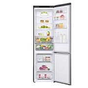 LG 2.03M 384L Kombiskap(Shiny Steel) - Energiklasse C, Door Cooling™ og Smart Diagnosis™ , Front all door open with food view, GBP52PZNCN1, thumbnail 2