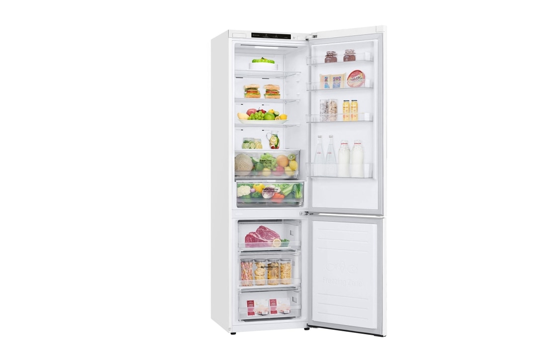 LG GBP62SWNGN 2.03M 384L Kombiskap(Hvit) - EnergiklasseD, Door Cooling™og Smart Diagnosis™, left double door open view, GBP62SWNGN, thumbnail 10