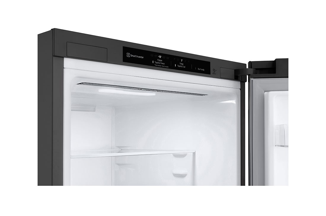 LG GBP61DSPGN 1.86M 341L Kombiskap(Dark Silver) - Energiklasse D, Door Cooling™og Smart Diagnosis™, full visning toppdør åpen med mat, GBP61DSPGN, thumbnail 4