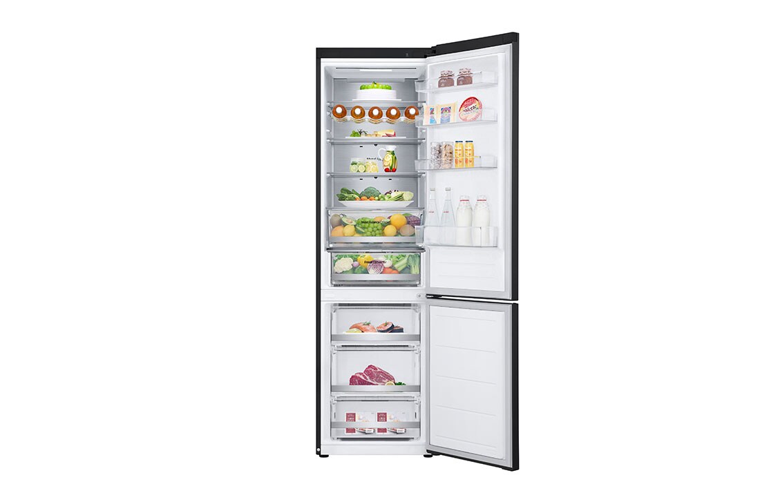 LG 2.03M 387L Kombiskap(Matte Black) - Energiklasse C, Door Cooling™ og Smart Diagnosis™ med Wi-Fi, åpne foran med mat, GBV5250CEP, thumbnail 2
