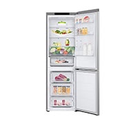 LG 1.86M 344L Kombiskap(Prime Silver) - Energiklasse E, Nature Fresh, Door Cooling+™ og Smart Diagnosis™, forfra alle åpne uten mat, GBV3100EPY, thumbnail 2