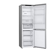 LG 1.86M 344L Kombiskap(Prime Silver) - Energiklasse E, Nature Fresh, Door Cooling+™ og Smart Diagnosis™, venstre sidevisning med dør åpen med mat, GBV3100EPY, thumbnail 13