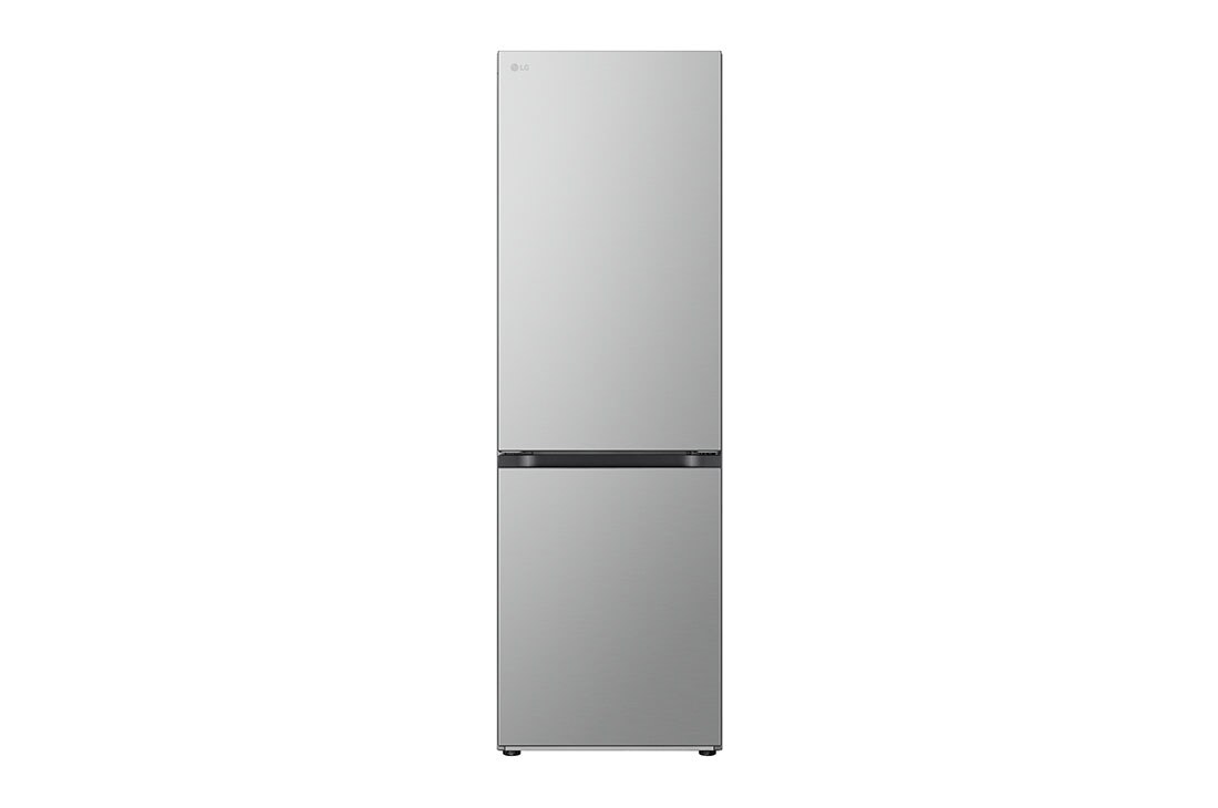 LG 1.86M 344L Kombiskap(Prime Silver) - Energiklasse D, Nature Fresh, Door Cooling+™ og Smart Diagnosis™, forfra, GBV7180DPY