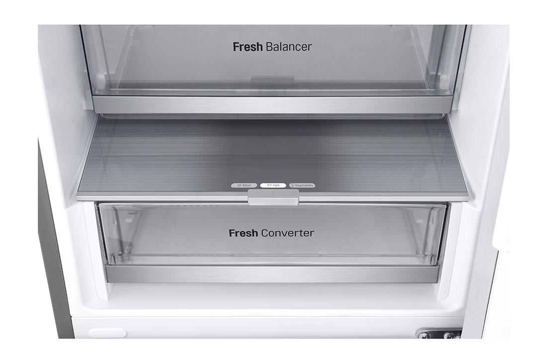 LG 1.86M 344L Kombiskap(Prime Silver) - Energiklasse D, Nature Fresh, Door Cooling+™ og Smart Diagnosis™, Foran all åpen mat, GBV7180DPY, thumbnail 3
