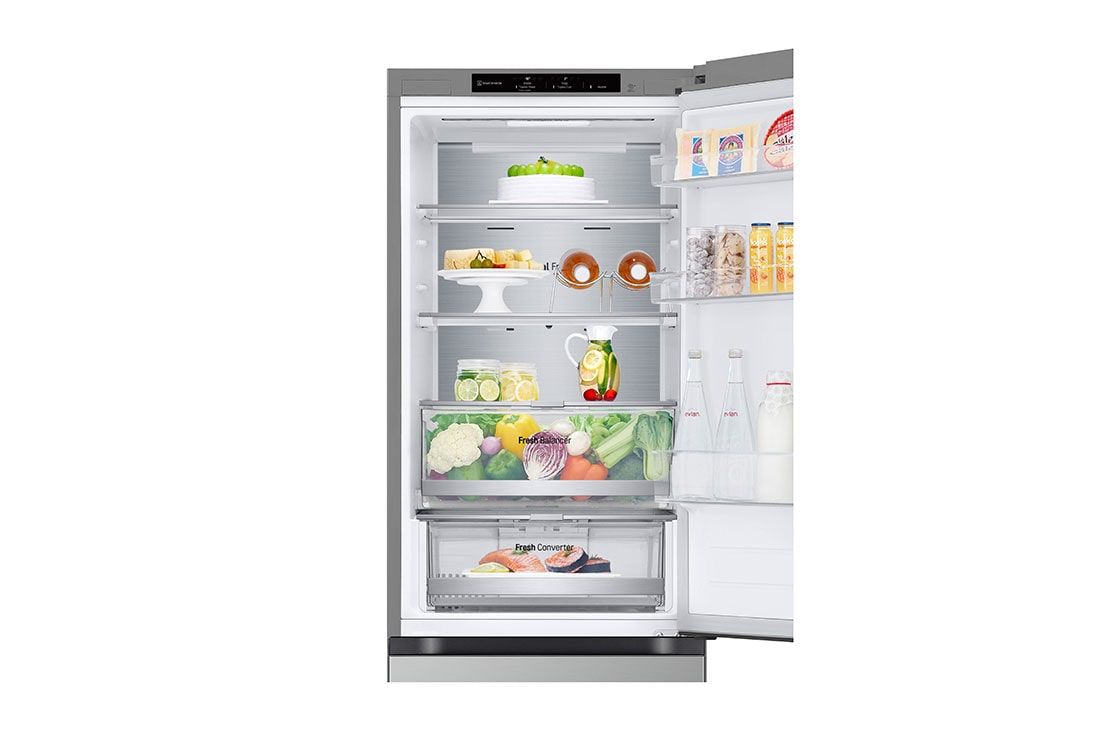 LG 1.86M 344L Kombiskap(Prime Silver) - Energiklasse D, Nature Fresh, Door Cooling+™ og Smart Diagnosis™, Sammenleggbar hylle, GBV7180DPY, thumbnail 9