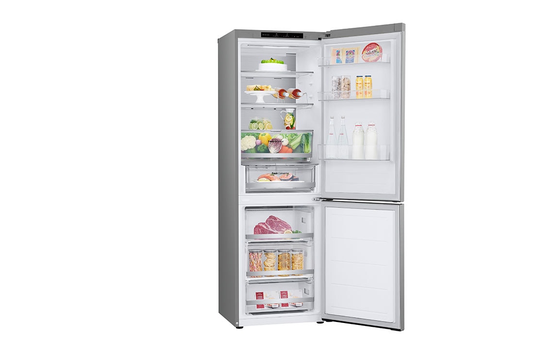 LG 2.03M 387L Kombiskap(Prime Silver ) - Energiklasse D, Nature Fresh, Door Cooling+™ og Smart Diagnosis™, left side open food , GBV7280DPY, thumbnail 12