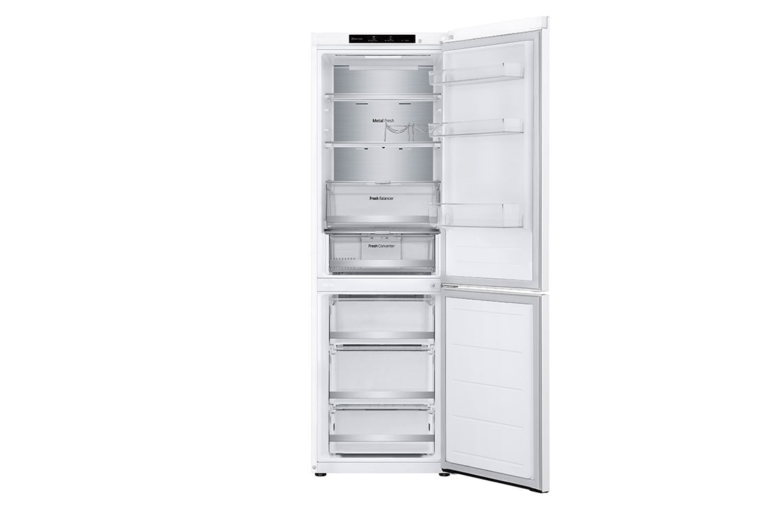 LG 1.86M 344L Kombiskap(Hvit ) - Energiklasse D, Nature Fresh, Door Cooling+™ og Smart Diagnosis™, Foran all åpen mat, GBV7180DSW, thumbnail 4