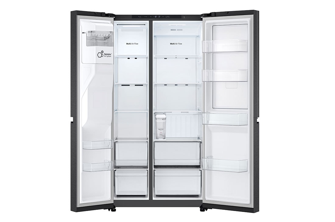 LG 641L Door in Door™ Side by Side (Matte Black), Energiklasse E, Vann/isdispenser uten vanntilkobling, Smart Diagnosis™ , Front Right Open without food, GSJC41EPPE, thumbnail 5