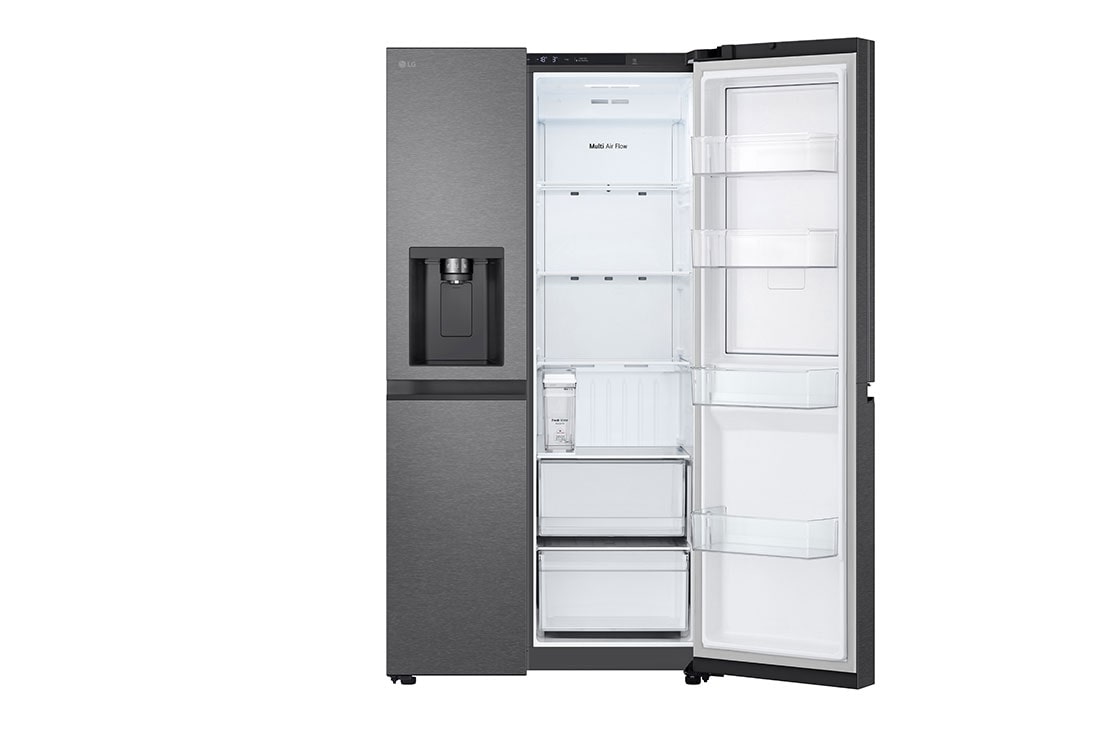LG 641L Door in Door™ Side by Side (Matte Black), Energiklasse E, Vann/isdispenser uten vanntilkobling, Smart Diagnosis™ , Front top Open without food , GSJC41EPPE, thumbnail 7