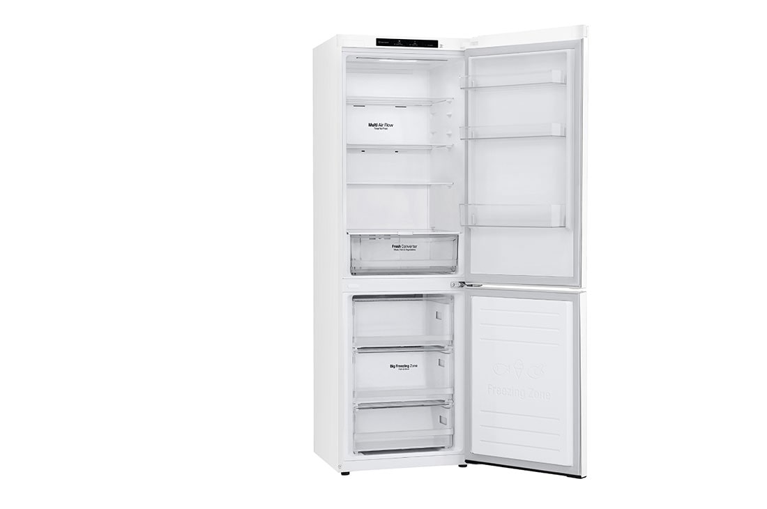 LG GBP61SWPGN 1.86M 341L Kombiskap(Hvit) - Energiklasse D, Door Cooling™og Smart Diagnosis™, Left side all door open without food, GBP61SWPGN, thumbnail 12