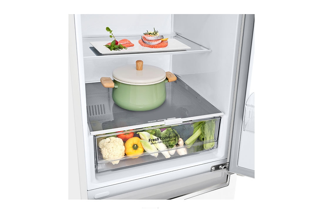 LG GBP61SWPGN 1.86M 341L Kombiskap(Hvit) - Energiklasse D, Door Cooling™og Smart Diagnosis™, Drawer with food, GBP61SWPGN, thumbnail 5