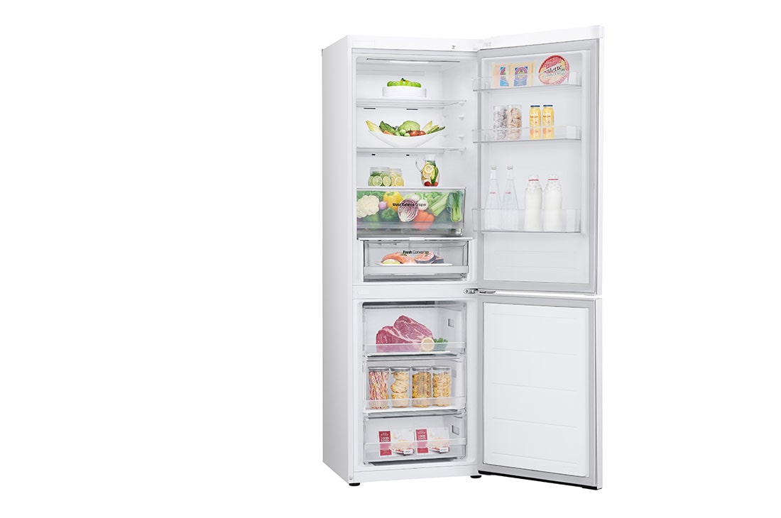 LG 1.86M 344L Kombiskap(Hvit) - Energiklasse E, Nature Fresh, Door Cooling+™ og Smart Diagnosis™, Venstre side åpen visning, GBV3100ESW, thumbnail 12