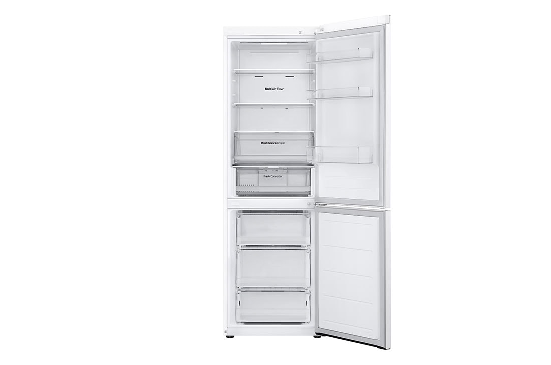 LG 1.86M 344L Kombiskap(Hvit) - Energiklasse E, Nature Fresh, Door Cooling+™ og Smart Diagnosis™, Front åpen, GBV3100ESW, thumbnail 2