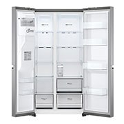 LG 635L Side by Side (Shiny Steel), Energiklasse E, Vann/isdispenser uten vanntilkobling, Smart Diagnosis™ , Front view without food, GSLV51PZXE, thumbnail 3
