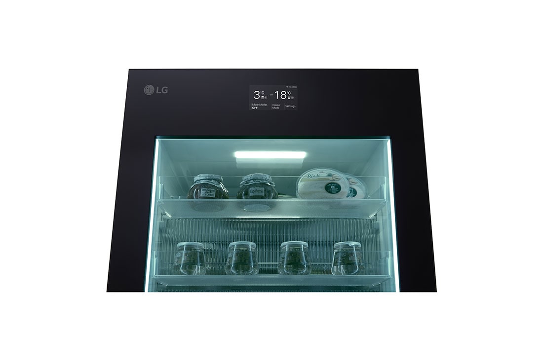 LG 186M 352L Kombiskap(Essence Black) - Energiklasse D, MoodUP™, InstaView™, Nature Fresh, Door Cooling+™ Smart Diagnosis™ med Wi-Fi, M-VB_Mood-Up_GC-V459QGWD_Display_On_LED_Food, GBG719MDNN, thumbnail 6