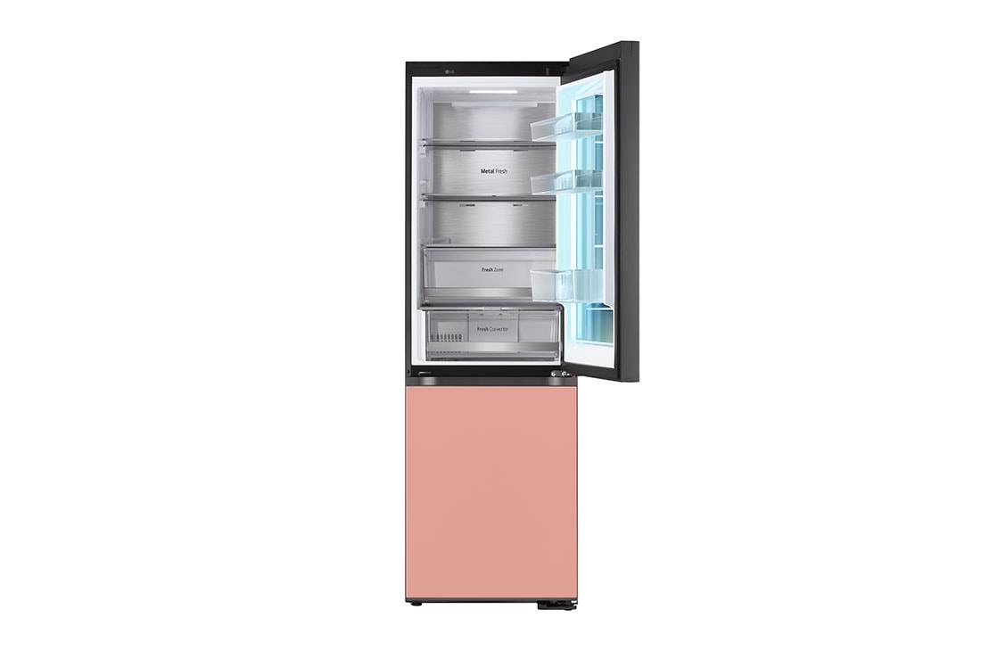 LG 186M 352L Kombiskap(Essence Black) - Energiklasse D, MoodUP™, InstaView™, Nature Fresh, Door Cooling+™ Smart Diagnosis™ med Wi-Fi, M-VB_Mood-Up_GC-V459QGWD_FrontTopOpen, GBG719MDNN, thumbnail 8