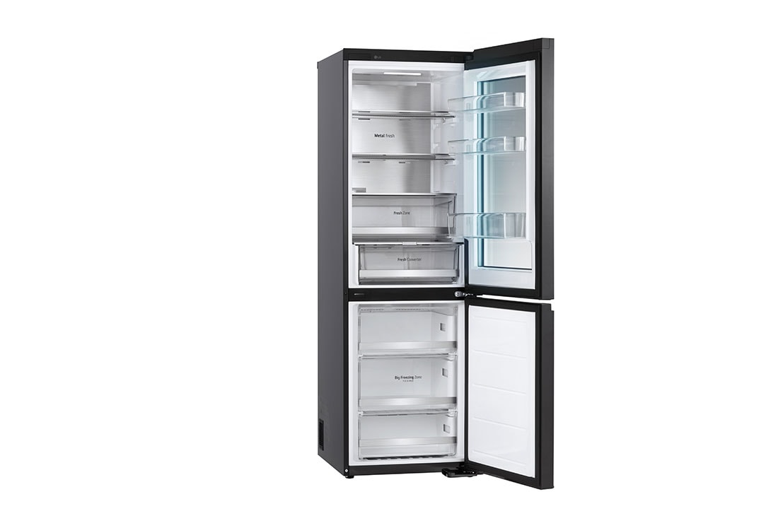 LG 186M 352L Kombiskap(Essence Black) - Energiklasse D, MoodUP™, InstaView™, Nature Fresh, Door Cooling+™ Smart Diagnosis™ med Wi-Fi, M-VB_Mood-Up_GC-V459QGWD_LeftSideOpen, GBG719MDNN, thumbnail 11