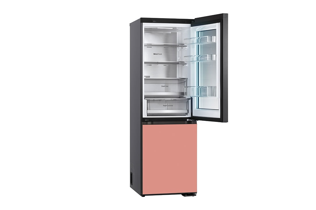 LG 186M 352L Kombiskap(Essence Black) - Energiklasse D, MoodUP™, InstaView™, Nature Fresh, Door Cooling+™ Smart Diagnosis™ med Wi-Fi, M-VB_Mood-Up_GC-V459QGWD_LeftSideTopOpen, GBG719MDNN, thumbnail 14