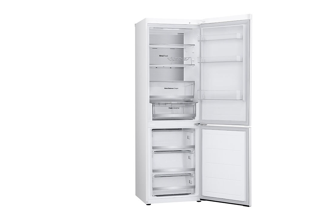 LG 1.86M 344L Kombiskap(Hvit) - Energiklasse D, Door Cooling™ og Smart Diagnosis™ med Wi-Fi, Left side all door open without food, GBV5150DSW, thumbnail 11