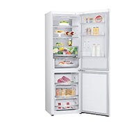 LG 1.86M 344L Kombiskap(Hvit) - Energiklasse D, Door Cooling™ og Smart Diagnosis™ med Wi-Fi, Left side all door open with food, GBV5150DSW, thumbnail 12