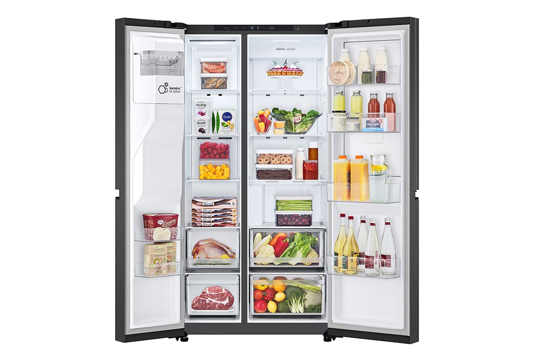 LG 638L Door in Door™ Side by Side (Matte Black), Energiklasse E, Vann/isdispenser med vanntilkobling, Smart Diagnosis™ , Front open, GSJC40EPPE, thumbnail 4