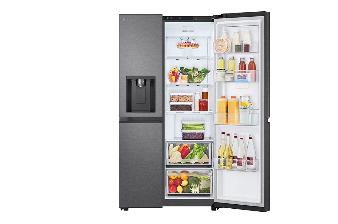 LG 638L Door in Door™ Side by Side (Matte Black), Energiklasse E, Vann/isdispenser med vanntilkobling, Smart Diagnosis™ , Front open, GSJC40EPPE, thumbnail 6
