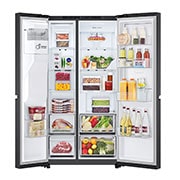 LG 638L Door in Door™ Side by Side (Matte Black), Energiklasse E, Vann/isdispenser med vanntilkobling, Smart Diagnosis™ , Front open, GSJC40EPPE, thumbnail 4