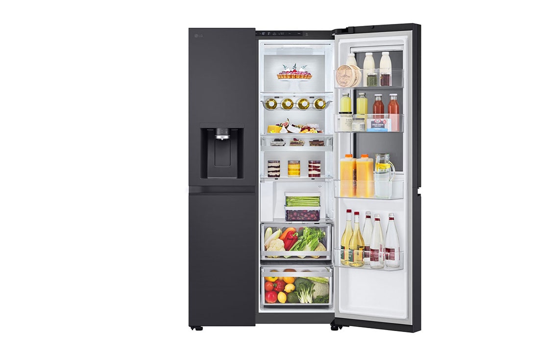 LG 628L InstaView Door in Door™ Side by Side (Essence Black), Energiklasse D, Vann/isdispenser med vanntilkobling, Smart Diagnosis™ med Wi-Fi, single-door open-food, GSXE90EVAD, thumbnail 12