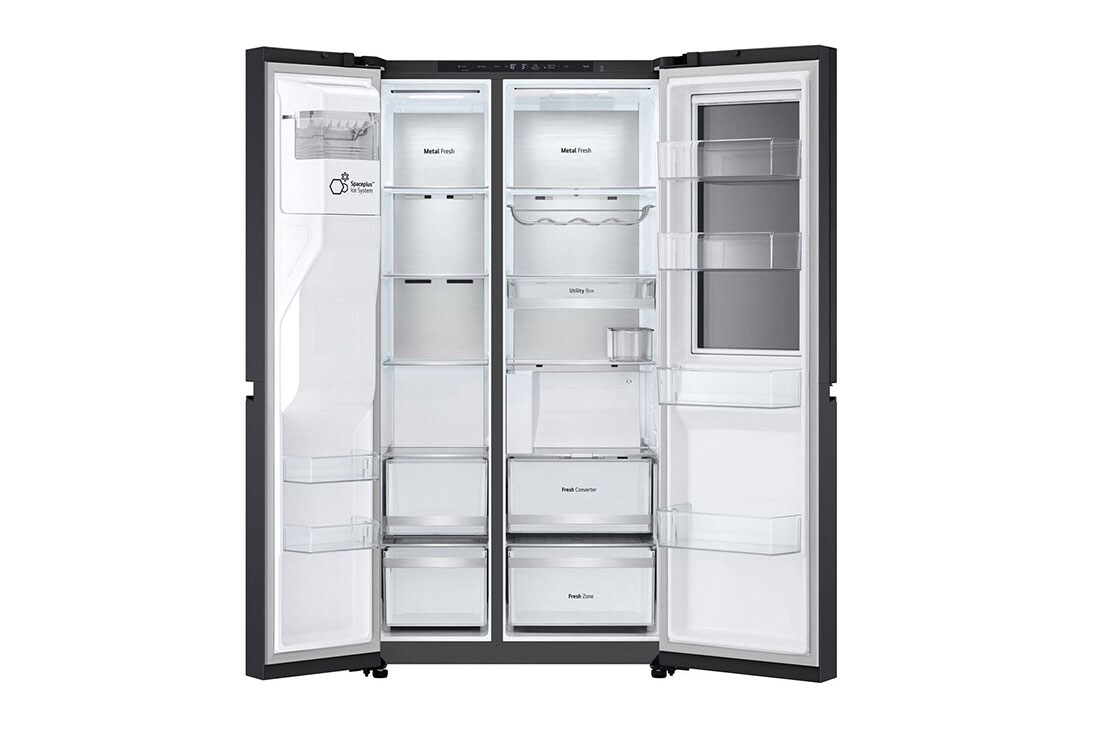 LG 628L InstaView Door in Door™ Side by Side (Essence Black), Energiklasse D, Vann/isdispenser med vanntilkobling, Smart Diagnosis™ med Wi-Fi, double door open view, GSXE90EVAD, thumbnail 5