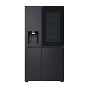 LG 628L InstaView Door in Door™ Side by Side (Essence Black), Energiklasse D, Vann/isdispenser med vanntilkobling, Smart Diagnosis™ med Wi-Fi, front view, GSXE90EVAD, thumbnail 2