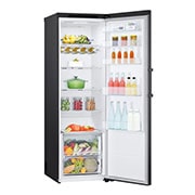 LG 386L Frittstående kjøleskap (Matte Black) - Energiklasse D, Door Cooling™, LINEARCooling™, Moist Balance Crisper™, left open with food stored, GLT51MCGSF, thumbnail 7