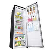 LG 386L Frittstående kjøleskap (Matte Black) - Energiklasse D, Door Cooling™, LINEARCooling™, Moist Balance Crisper™, left perspective view with food stored, GLT51MCGSF, thumbnail 9