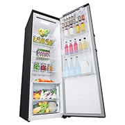 LG 386L Frittstående kjøleskap (Matte Black) - Energiklasse D, Door Cooling™, LINEARCooling™, Moist Balance Crisper™, left perspective view with food stored, GLT51MCGSF, thumbnail 9