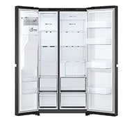 LG 638L Side by Side (Matte Black), Energiklasse E, Vann/isdispenser med vanntilkobling, Smart Diagnosis™, Front Open view , GSLC40EPPE, thumbnail 3