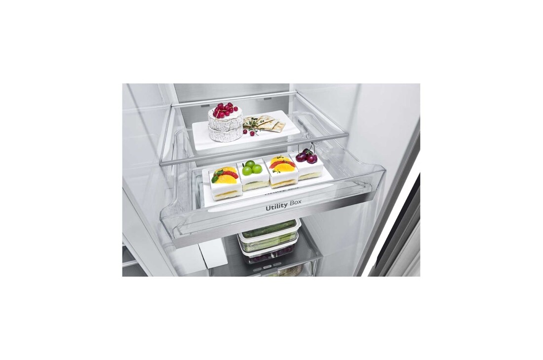LG 628L InstaView Door in Door™ Side by Side (Metal Sorbet), Energiklasse D, Vann/isdispenser med vanntilkobling, Smart Diagnosis™ med Wi-Fi, GSXV90BSAE, GSXE90MBAD, thumbnail 8