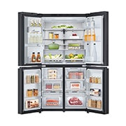 LG 641L French Door Side-by-Side  (Essence Black) - Energiklasse E, Vann/isdispenser med vanntilkobling, Smart Diagnosis™ med Wi-Fi, front open with food stored, GML960EVBE, thumbnail 2