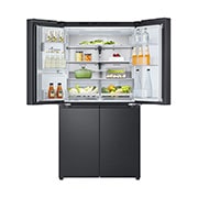LG 641L French Door Side-by-Side  (Essence Black) - Energiklasse E, Vann/isdispenser med vanntilkobling, Smart Diagnosis™ med Wi-Fi, top door open with foood stored, GML960EVBE, thumbnail 4