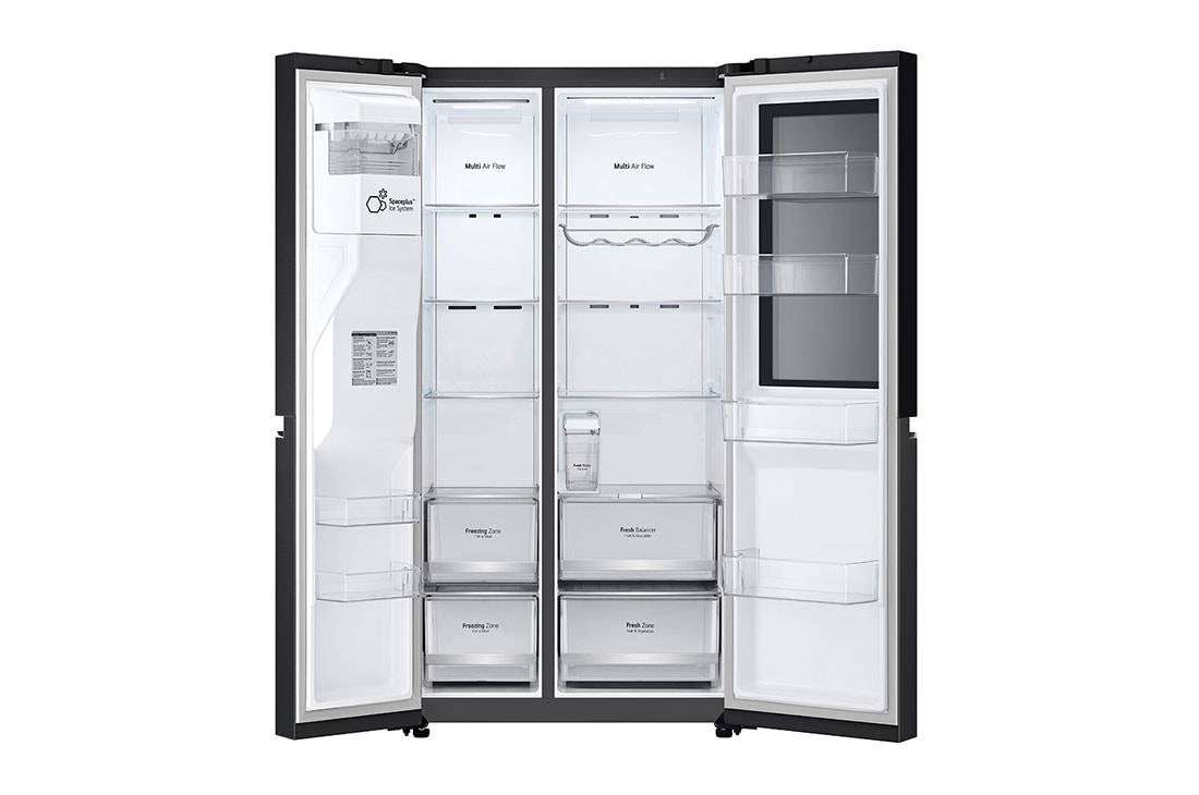 LG 635L InstaView™ Side by Side (Matte Black), Energiklasse E, Vann/isdispenser uten vanntilkobling, Smart Diagnosis™ med Wi-Fi, dispensary  view , GSGV81EPLL, thumbnail 4