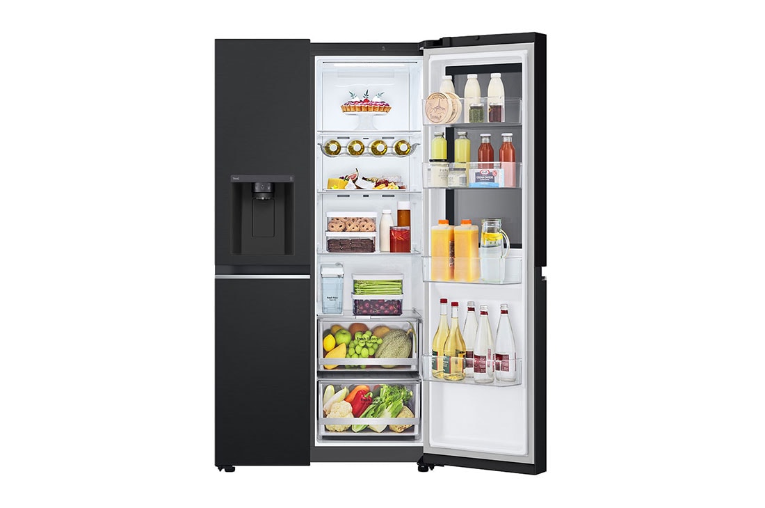 LG 635L InstaView™ Side by Side (Matte Black), Energiklasse E, Vann/isdispenser uten vanntilkobling, Smart Diagnosis™ med Wi-Fi, top view , GSGV81EPLL, thumbnail 5