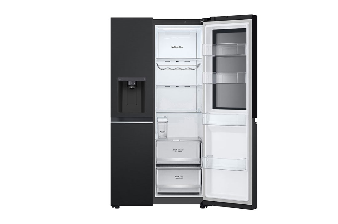 LG 635L InstaView™ Side by Side (Matte Black), Energiklasse E, Vann/isdispenser uten vanntilkobling, Smart Diagnosis™ med Wi-Fi, dispensary detailed view , GSGV81EPLL, thumbnail 6