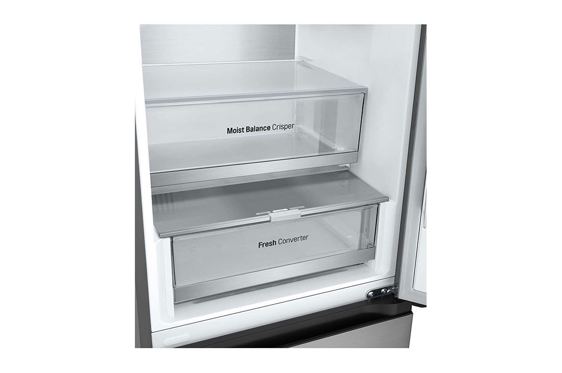 LG 1.86M 344L Kombiskap(Prime Silver) - Energiklasse D, Nature Fresh, Door Cooling+™ og Smart Diagnosis™ med Wi-Fi, Drawer view, GBV5150DPY, thumbnail 10
